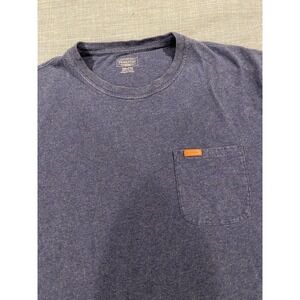 Pendleton Mens XXL Blue Heather Cotton Pocket T-Shirt Leather Logo Crewneck